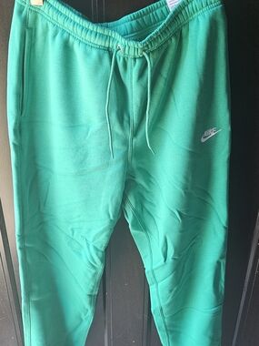 Nike Teal Green Fleece Joggers with White Swoosh NWT